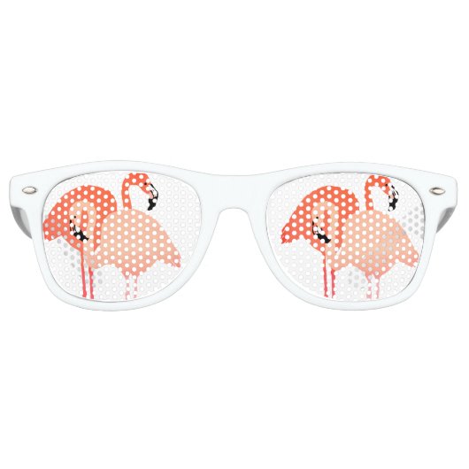 Pink Flamingos Beach Wedding Retro Zonnebril (Voorkant)