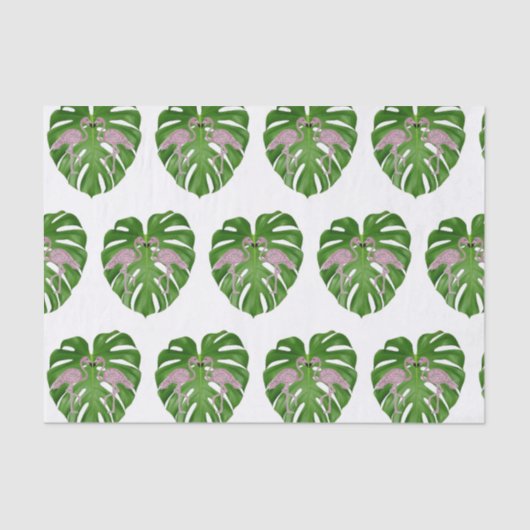 Pink Flamingos Flamingo Monstera Tissuepapier (Voorkant)