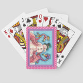 PINK FLAMINGOS MAKEN SNOWMAN, FUNNY CHRISTMAS BIRD POKERKAARTEN (Achterkant)