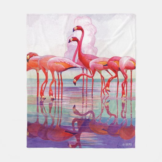 Pink Flamingos van Francis Lee Jaques Fleece Deken (Voorkant)