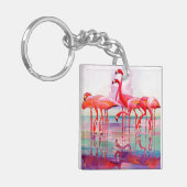 Pink Flamingos van Francis Lee Jaques Sleutelhanger (Voorkant Links)