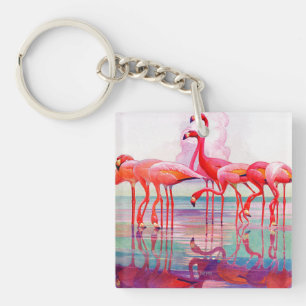 Pink Flamingos van Francis Lee Jaques Sleutelhanger