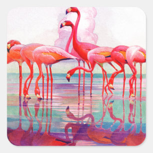 Pink Flamingos van Francis Lee Jaques Vierkante Sticker