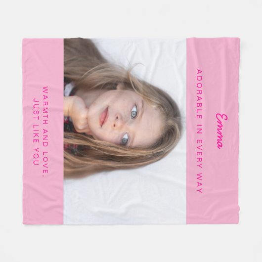 Pink Fleece Blanket With Photo (Voorkant (Horizontaal))