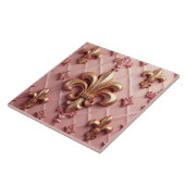 Pink Fleur De Lis grande carreaux en céramique (Côté)