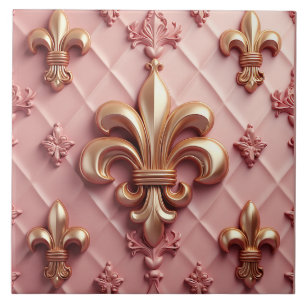 Pink Fleur De Lis grote keramische tegel Tegeltje