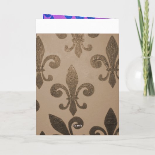 Pink Fleur DE Lis Happy Verjaardag Kaart (Achterkant)