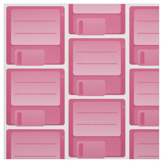 Pink Floppy Disk Pattern Fabric Stof (Swatch)