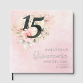 Pink Floral 15e anniversaire Script Party Silver F (Recto)