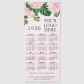 Pink Floral 2026 Calendrier Magnet Ajouter logo d' (Devant)