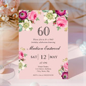 Pink Floral 60e anniversaire Invitation