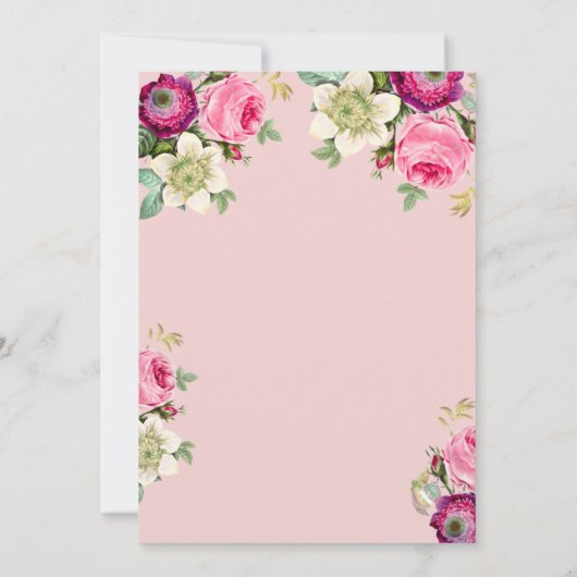 Pink Floral 60e anniversaire Invitation (Dos)