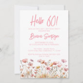 Pink Floral 60th Birthday Party Kaart (Voorkant)