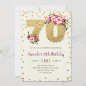 Pink Floral 70e anniversaire Invitation (Devant)