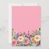 Pink Floral 90e anniversaire Invitation (Dos)