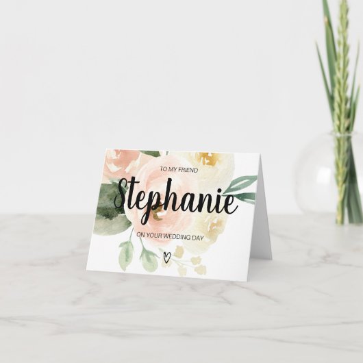 Pink Floral à mon ami Carte Mariage pour mariée (Devant)