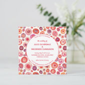 Pink Floral Abstract Pattern Wedding Kaart (Staand voorkant)