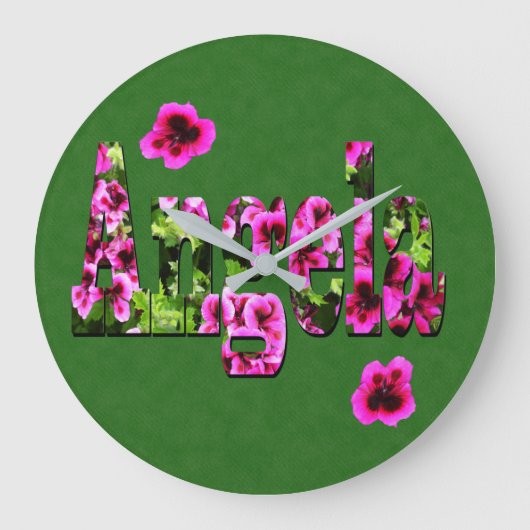 Pink Floral Angela Name Logo,  Grote Klok (Voorkant)