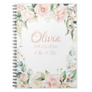 Pink Floral Aquarelle Nom Fille Carnet bébé
