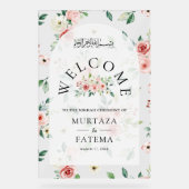 Pink Floral Arch Muslim Wedding Welcome (Recto)