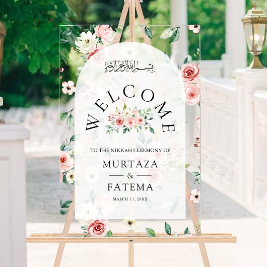 Pink Floral Arch Muslim Wedding Welcome