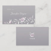 Pink floral argent Chinoiserie mariage cartes de p (Devant / Derrière)