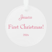 Pink Floral Baby First Christmas Photo Ornament (dos)