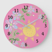 Pink Floral Baby Grote Klok (Voorkant)