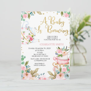 Pink Floral Baby is Brouwen Baby shower Invitation Kaart
