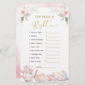 Pink Floral Baby Party Raad dat de prijs goed is (Voorkant / Achterkant)