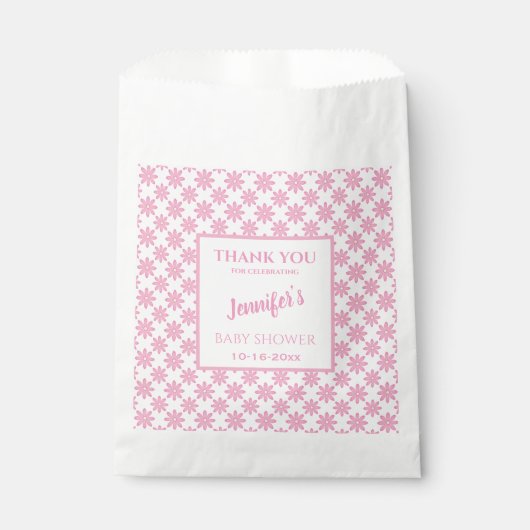 Pink Floral Baby Shower  Bedankzakje (Voorkant)