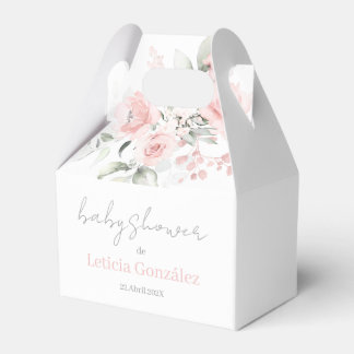 Pink Floral Baby Shower Favor Box in Spanish Bedankdoosjes