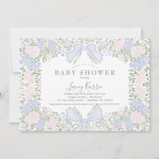 Pink Floral Baby Shower Invitation, Kaart