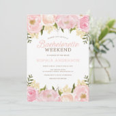 Pink Floral Bachelorette Weekend Itinerary Kaart (Staand voorkant)