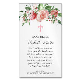 Pink Floral Baptism for Girls Magnet Party Favors Magnetisch Visitekaartje