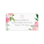 Pink Floral Bat Mitzvah Jewish Return Address Etiket (Voorkant)