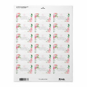 Pink Floral Bat Mitzvah Jewish Return Address Etiket (Full Sheet)