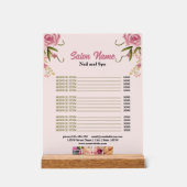 Pink Floral Beauty Nail Salon Prix du menu (Recto)