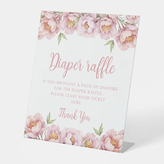 Pink floral bébé fille douche diaper signe de tomb (Recto)