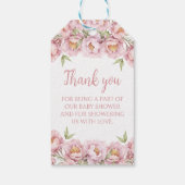 Pink floral bébé fille douche merci étiquettes cad (Dos)