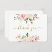 Pink Floral bedankje Bedankkaart (Voorkant / Achterkant)