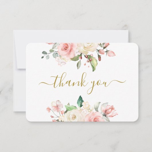 Pink Floral bedankje Bedankkaart (Voorkant)