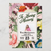 Pink Floral begrafenis Kaart (Voorkant / Achterkant)
