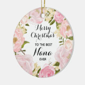 Pink Floral Best Grandma Ever Persoonlijk Keramisch Ornament (Links)