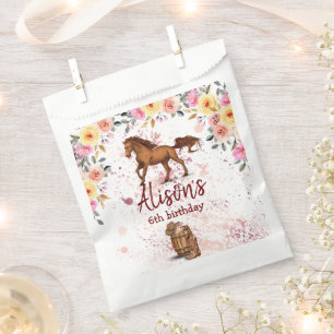 Pink Floral Birthday Horse Birthday Party Bedankzakje