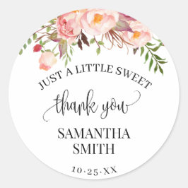 Pink Floral Boho Chic Baby shower Party Favor Ronde Sticker