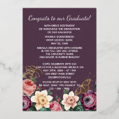 Pink Floral Boho Gold Foil Faire-part de graduatio (Verso)
