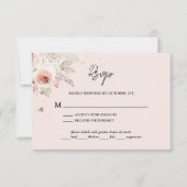 Pink Floral Boho Rustic Wedding RSVP Kaartje (Voorkant)