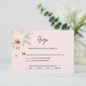 Pink Floral Boho Rustic Wedding RSVP Kaartje (Staand voorkant)