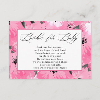 Pink Floral Books for Baby Shower Informatiekaartje